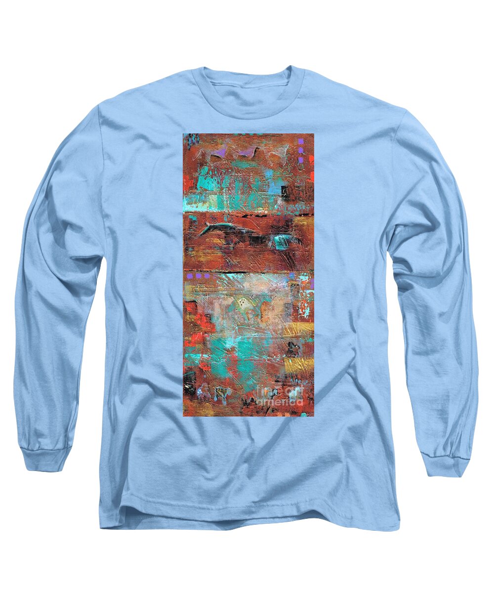 Southwest Art Long Sleeve T-Shirt featuring the painting Southwest Horses by Frances Marino