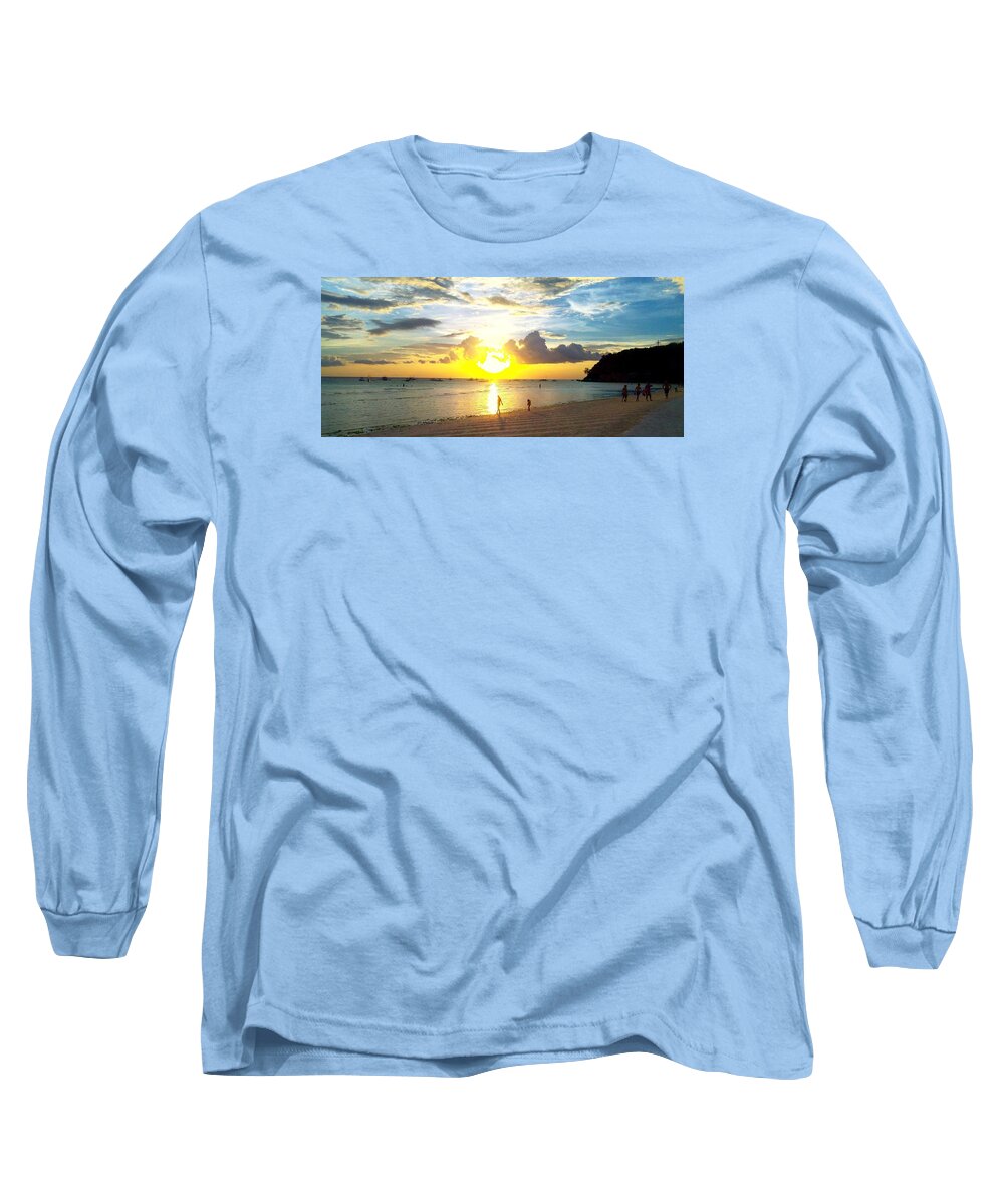 Beach Long Sleeve T-Shirt featuring the photograph Sunset at the Beach by Dietmar Scherf