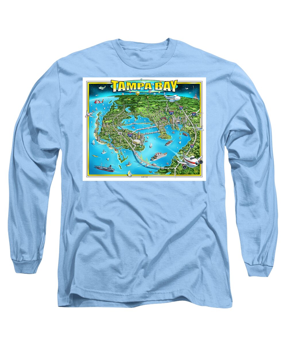 Florida Long Sleeve T-Shirt featuring the digital art Tampa Bay by Scott Ross