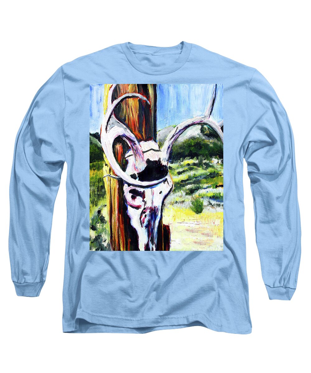 Texas Long Sleeve T-Shirt featuring the painting Texas Road Decoration by Frank Botello