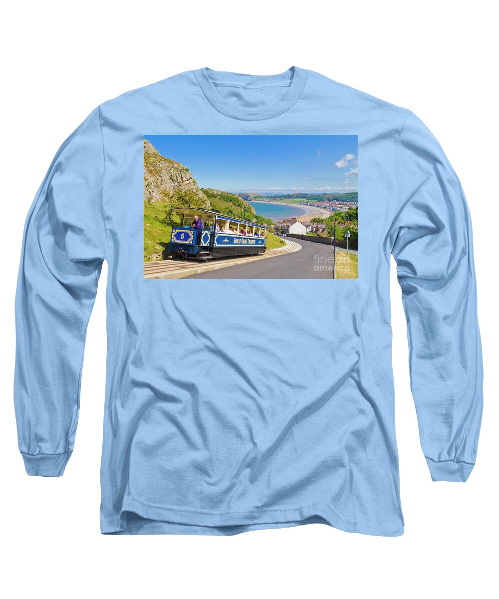 Llandudno Long Sleeve T-Shirt featuring the photograph The Great Orme tramway, Llandudno, Wales by Neale And Judith Clark