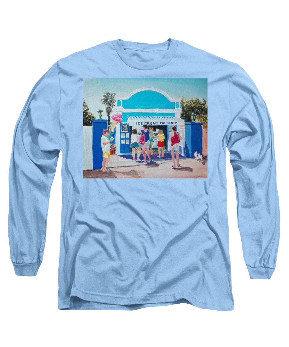 Ice Cream Long Sleeve T-Shirt featuring the painting The Ice Cream Factory by Sandie Croft
