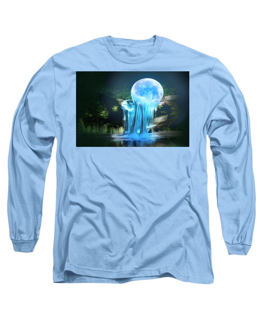 Digital Art Work Long Sleeve T-Shirt featuring the photograph The Moon Has Fallen by Sandra J's