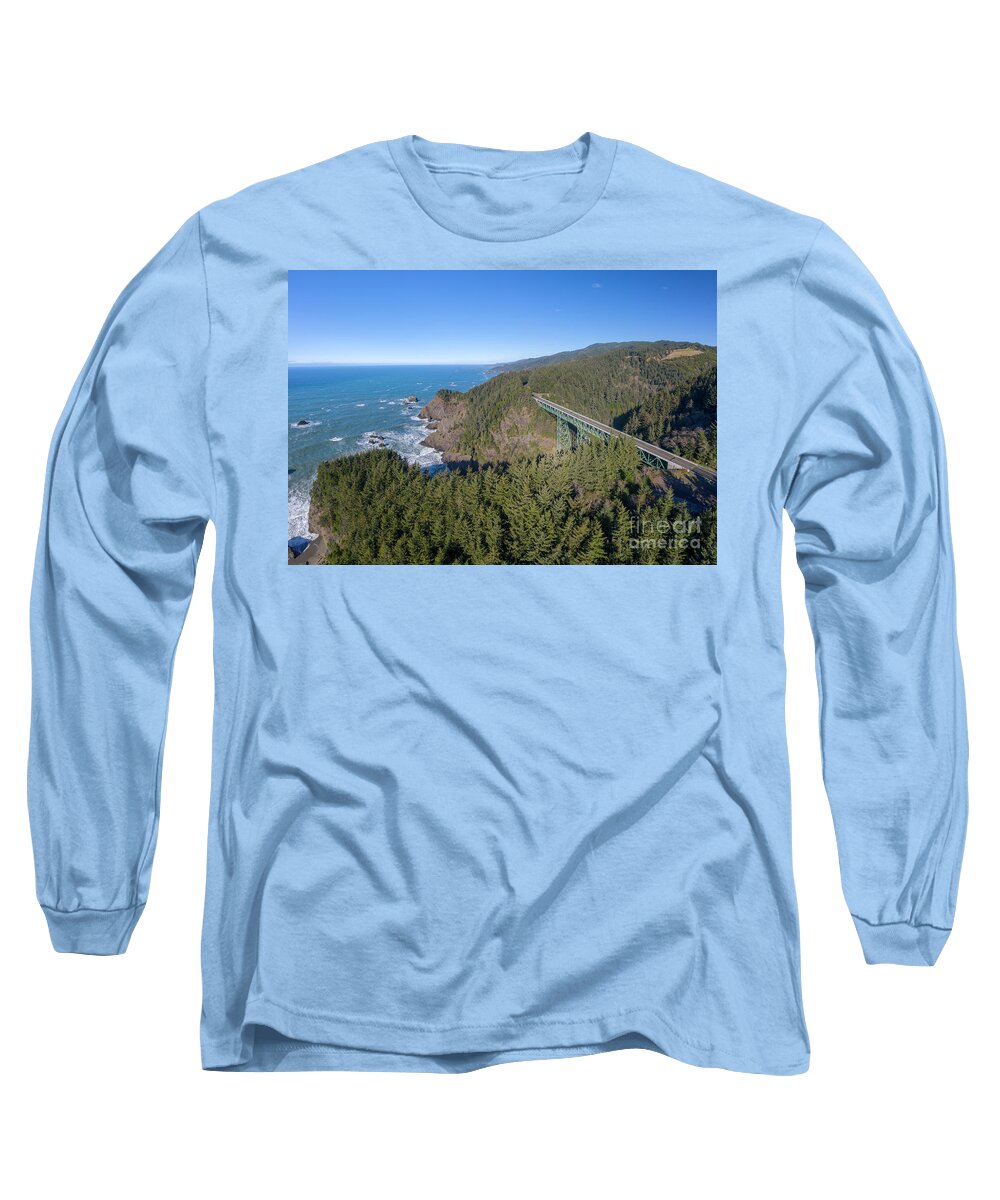 Thomas Creek Bridge Oregon Coast Long Sleeve T-Shirt featuring the photograph Thomas Creek Bridge Oregon Coast by Dustin K Ryan