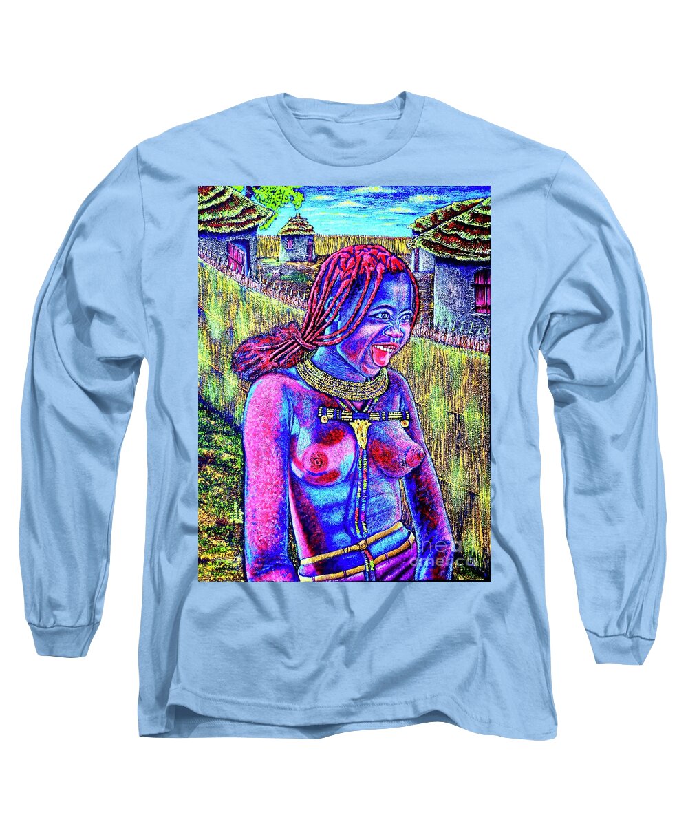 Girl Long Sleeve T-Shirt featuring the painting Village by Viktor Lazarev