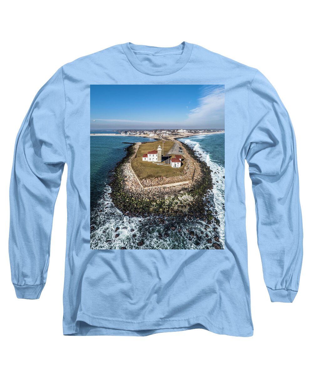 Watch Hill Long Sleeve T-Shirt featuring the photograph Watch Hill Lighthouse by Veterans Aerial Media LLC