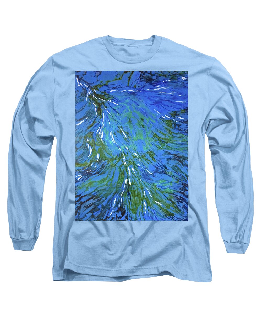 Water Long Sleeve T-Shirt featuring the painting Water 1 by Mr Dill