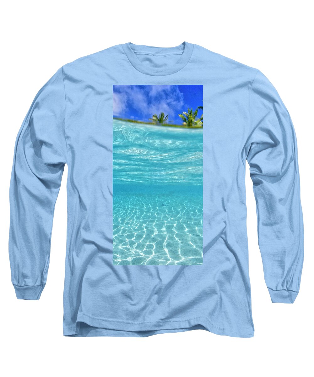 Ocean Long Sleeve T-Shirt featuring the photograph Water and sky triptych - 2 of 3 by Artesub