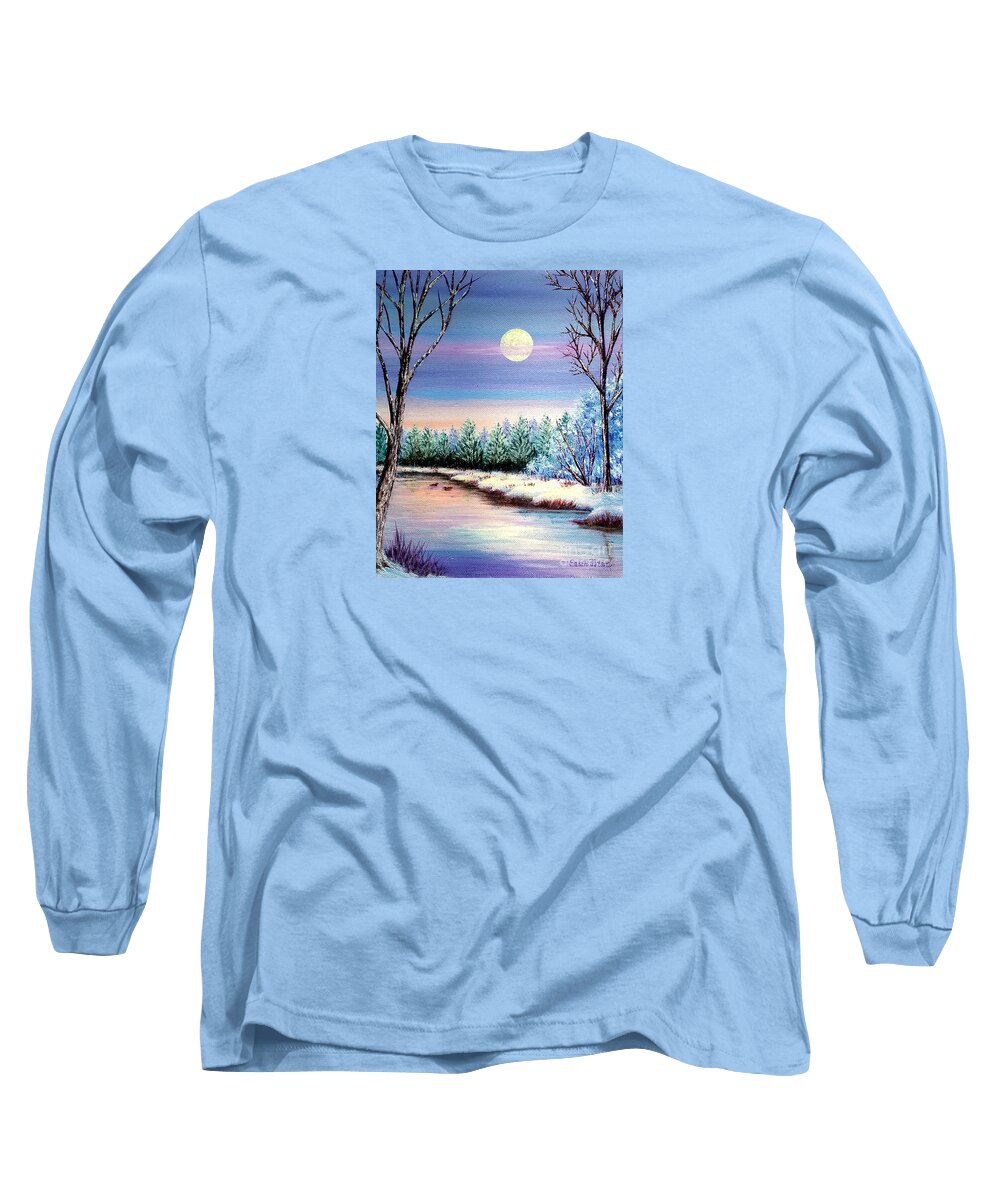 Christmas Long Sleeve T-Shirt featuring the painting Winter Moon by Sarah Irland