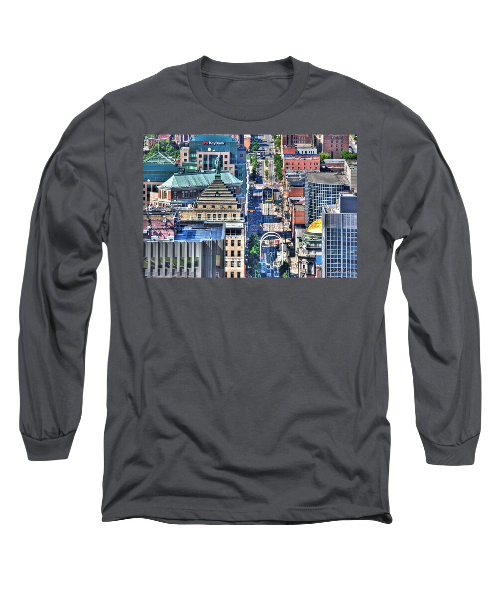 Hsbc Long Sleeve T-Shirt featuring the photograph 0024 Visual Highs of the Queen City ...Main St... by Michael Frank Jr