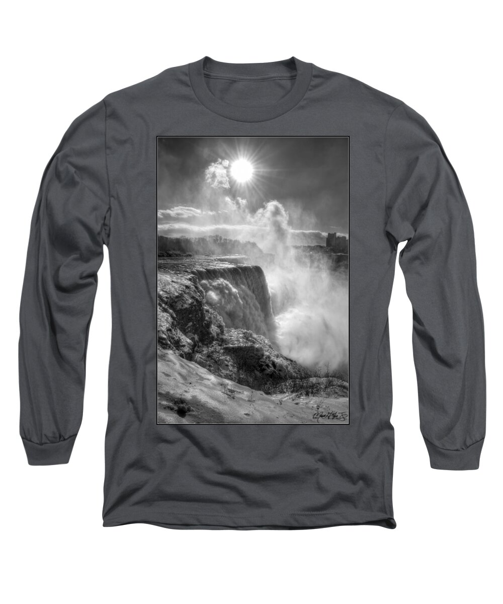 Niagara Falls Long Sleeve T-Shirt featuring the photograph 007A Niagara Falls Winter WonderLand Series by Michael Frank Jr
