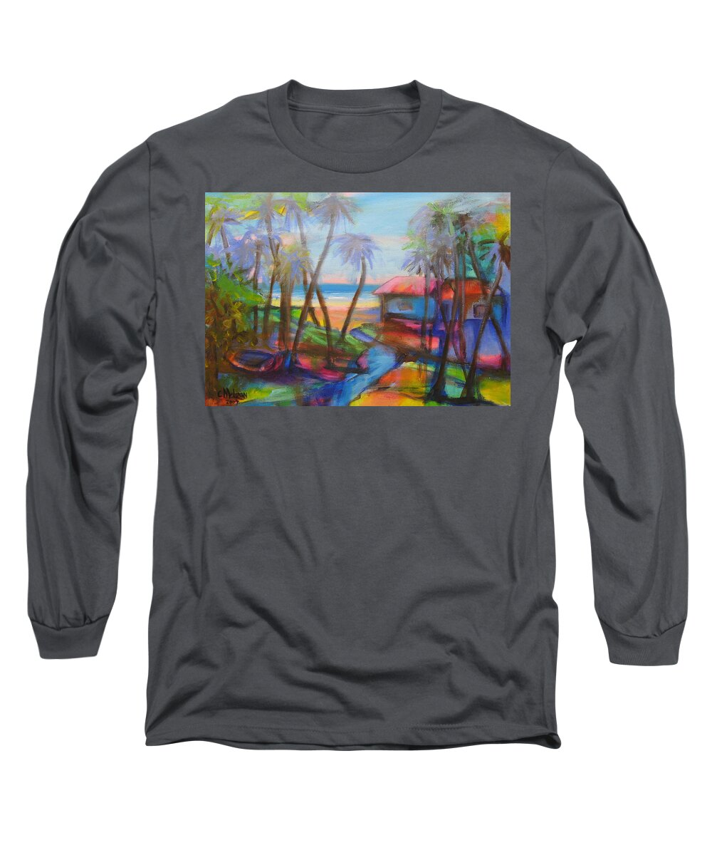 Beach Long Sleeve T-Shirt featuring the painting Beach House #1 by Cynthia McLean