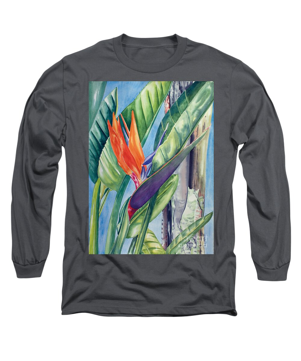Bird Of Paradise Long Sleeve T-Shirt featuring the painting Beauty and the Beast by Kandyce Waltensperger