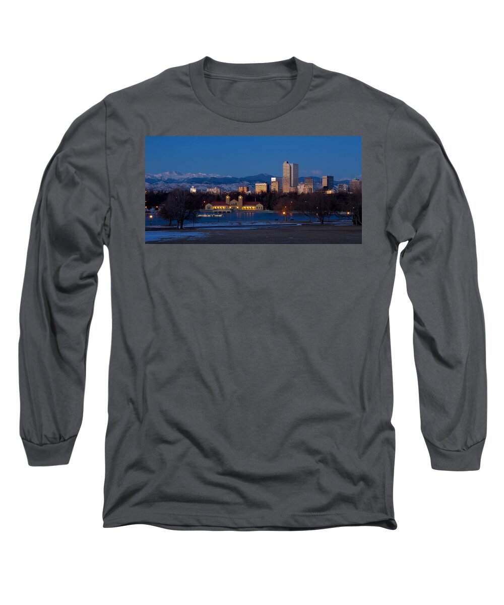 City Park Long Sleeve T-Shirt featuring the photograph Denver City Park in the Winter #1 by Ronda Kimbrow