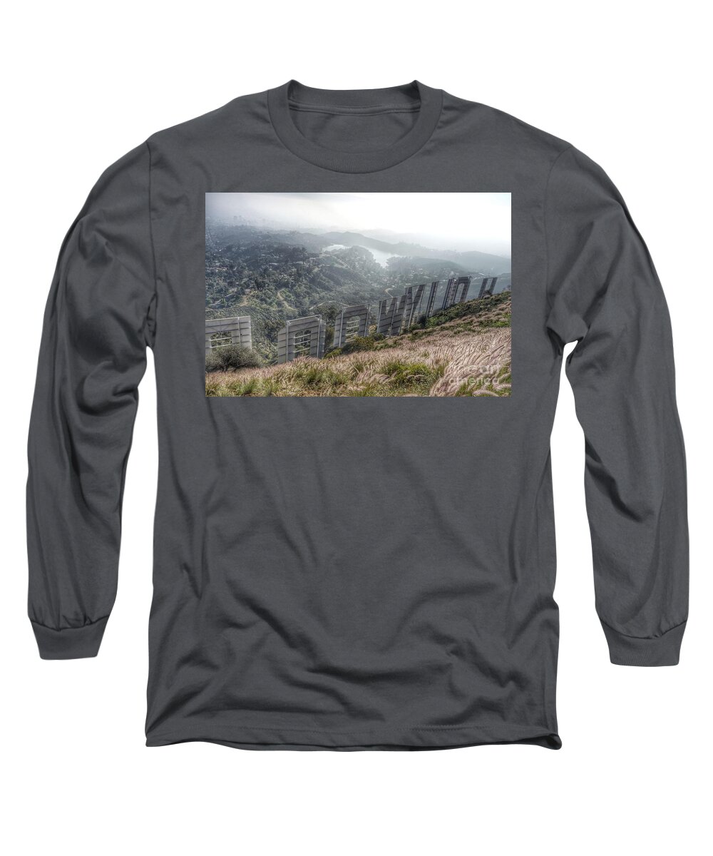 Hollywood Sign Long Sleeve T-Shirt featuring the photograph Behind The Hollywood Sign by Nina Prommer