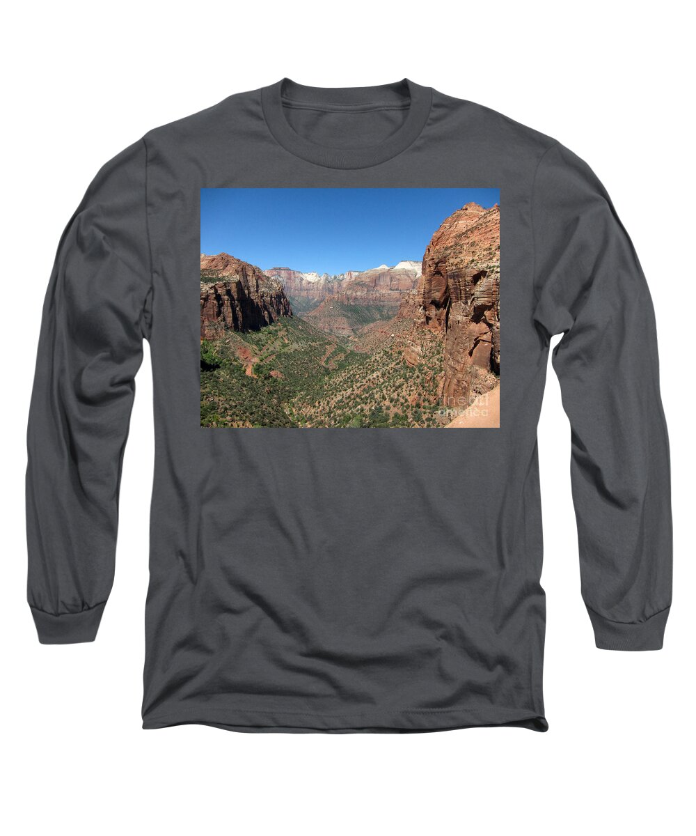 Zion National Park Long Sleeve T-Shirt featuring the photograph Zion Canyon Overlook #1 by Debra Thompson
