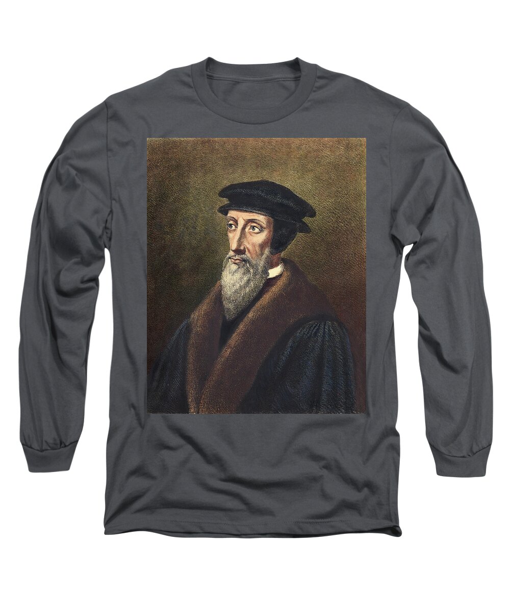 16th Century Long Sleeve T-Shirt featuring the painting John Calvin (1509-1564) #12 by Granger