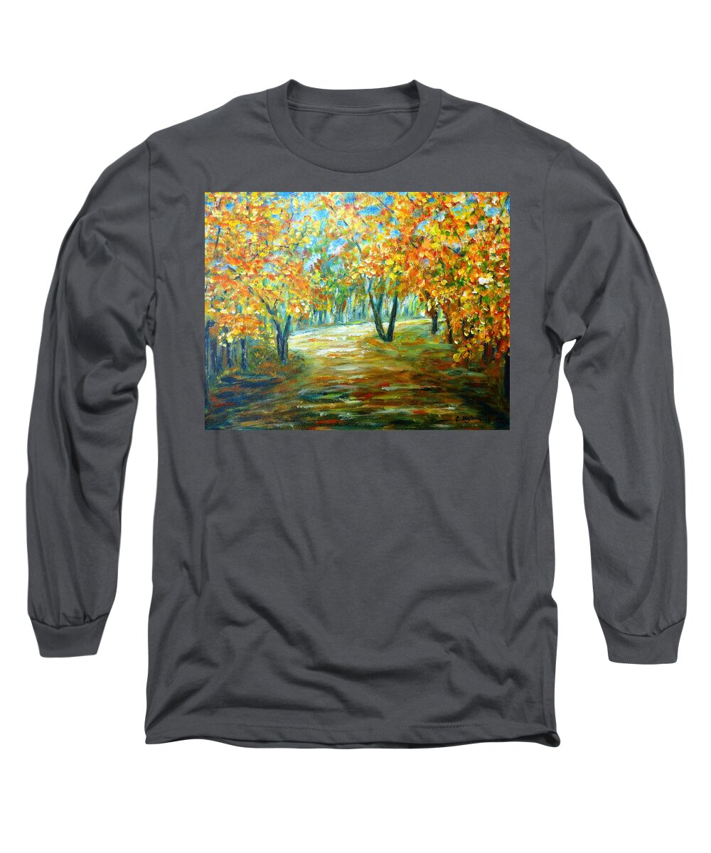 Autumn Long Sleeve T-Shirt featuring the painting Autumn #3 by Cristina Stefan