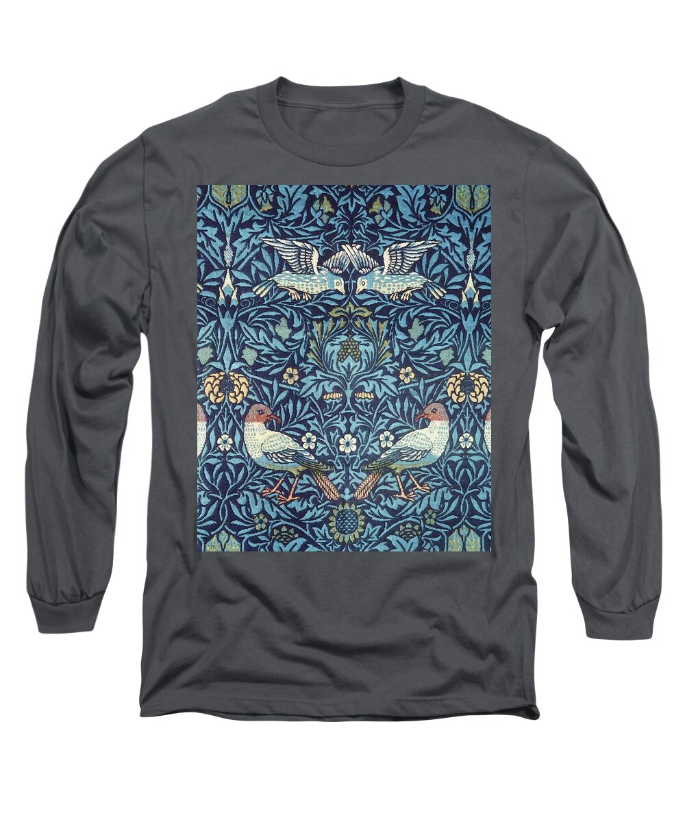 Artistic Long Sleeve T-Shirt featuring the painting Blue Tapestry #1 by William Morris