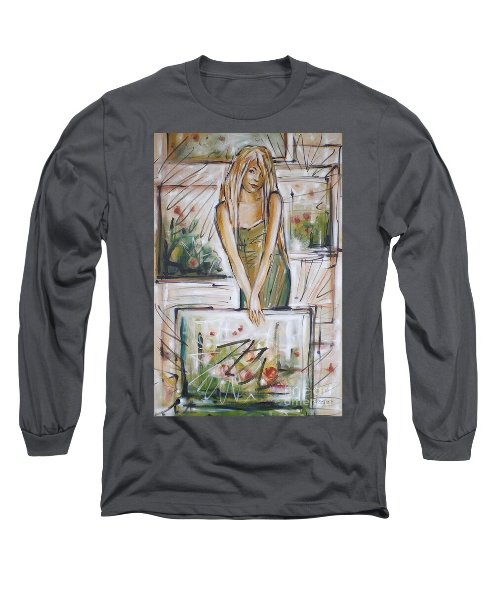 Girl Long Sleeve T-Shirt featuring the painting Cheeky Bugger 260309 #1 by Selena Boron
