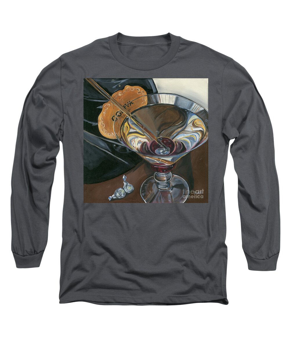 Martini Long Sleeve T-Shirt featuring the painting Chocolate Martini by Debbie DeWitt