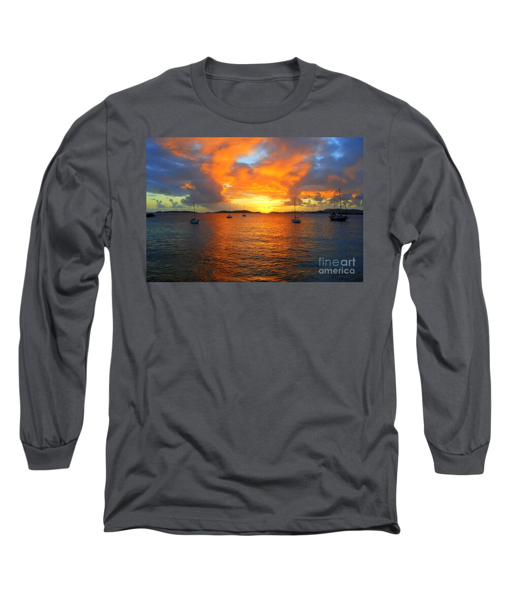Frank Bay Long Sleeve T-Shirt featuring the photograph Frank Bay St. John U. S. Virgin Islands Sunset #2 by Catherine Sherman