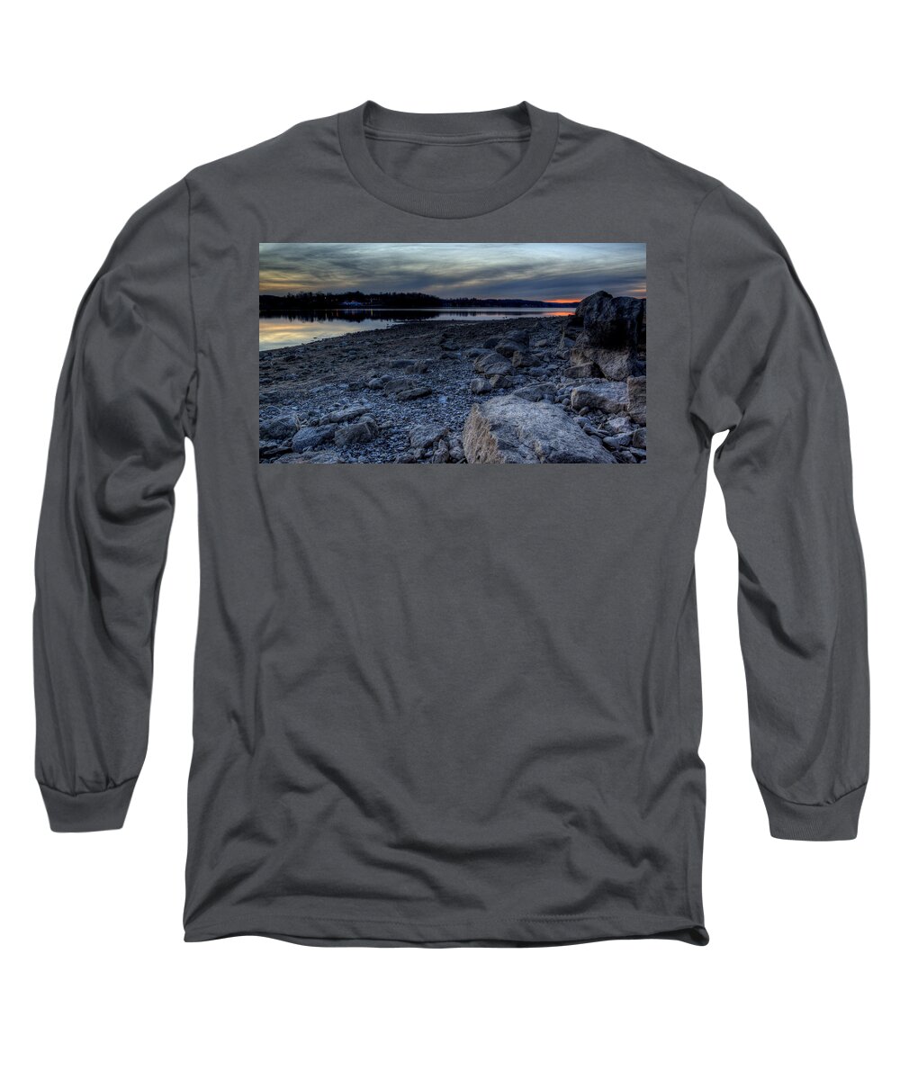 Sunset Long Sleeve T-Shirt featuring the photograph Winter Sunset on the Lake #2 by David Dufresne