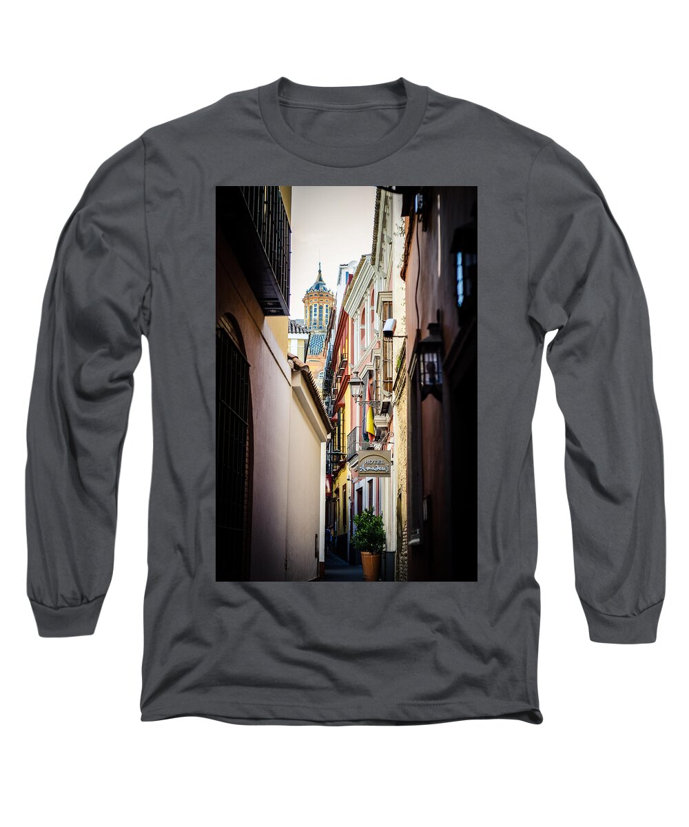 Seville Long Sleeve T-Shirt featuring the photograph Streets of Seville #1 by AM FineArtPrints