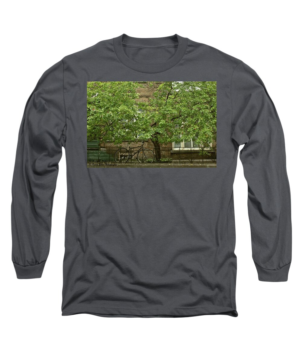 Bike Long Sleeve T-Shirt featuring the photograph A Guardian In The Rain by Hany J