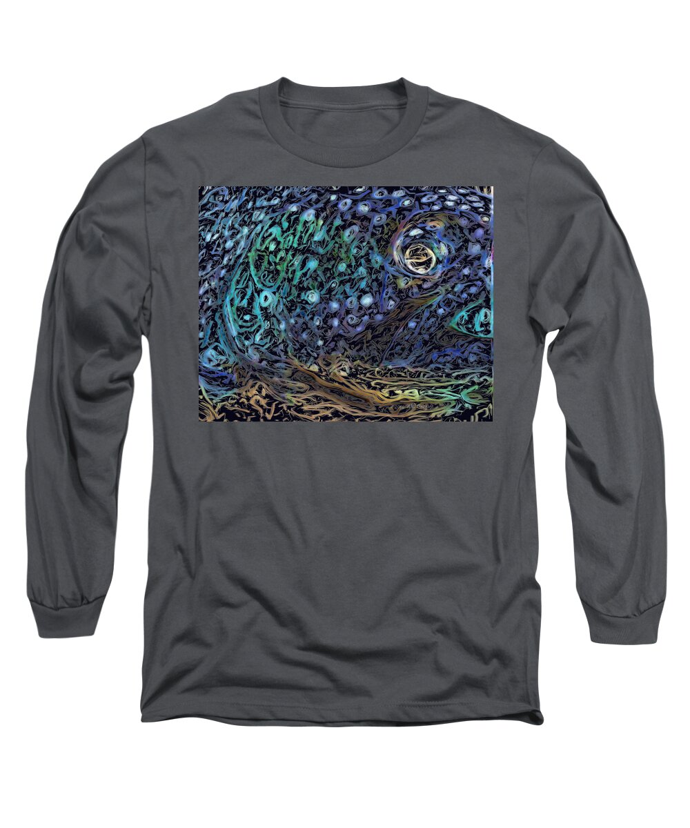 Fish Long Sleeve T-Shirt featuring the painting Abstract 005E by Will Barger
