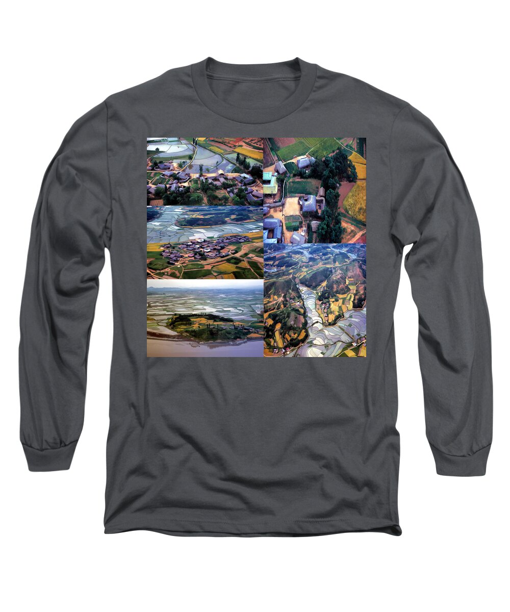 Aerial Views Long Sleeve T-Shirt featuring the digital art Aerial Views by Cathy Anderson