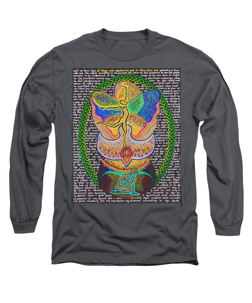 Scripture Long Sleeve T-Shirt featuring the painting All things work together for good by Hidden Mountain