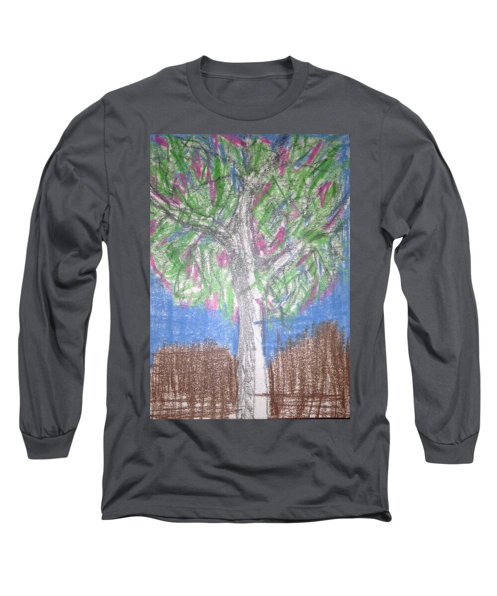 Tree Long Sleeve T-Shirt featuring the drawing Apple Tree by Erika Jean Chamberlin