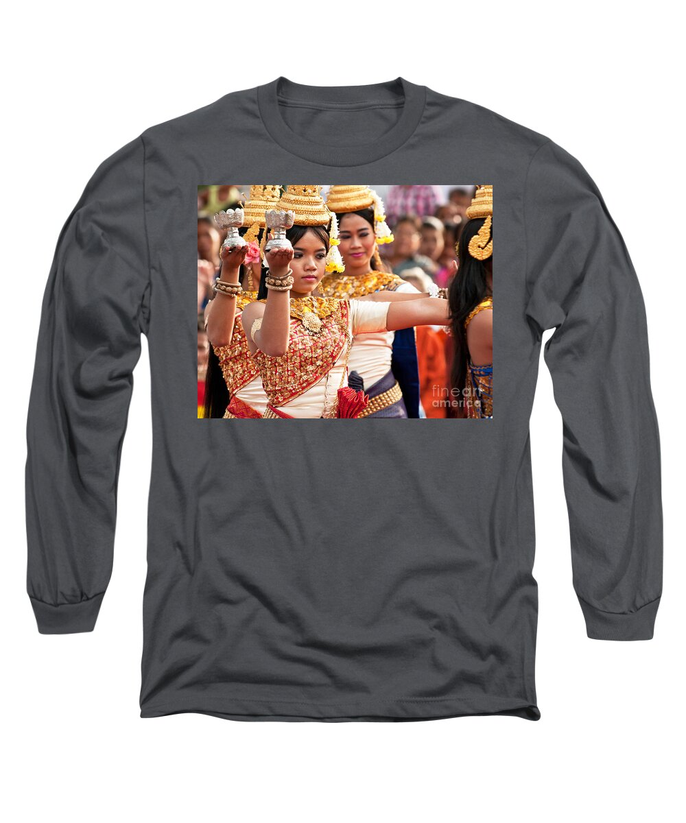 Cambodia Long Sleeve T-Shirt featuring the photograph Apsara Dancer 04 by Rick Piper Photography