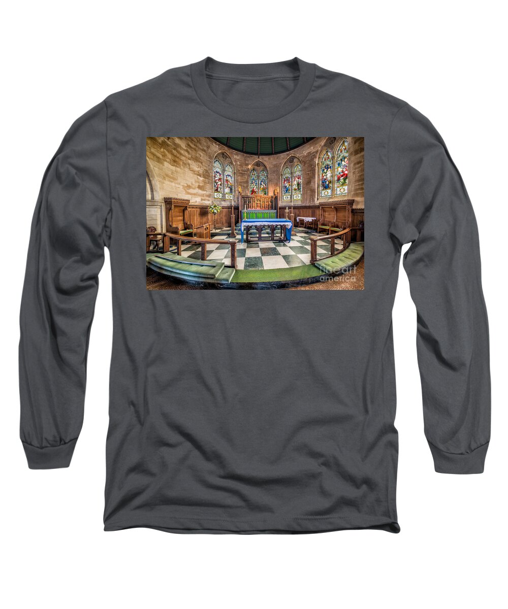 Holy Trinity Long Sleeve T-Shirt featuring the photograph Apse Windows Llandudno by Adrian Evans