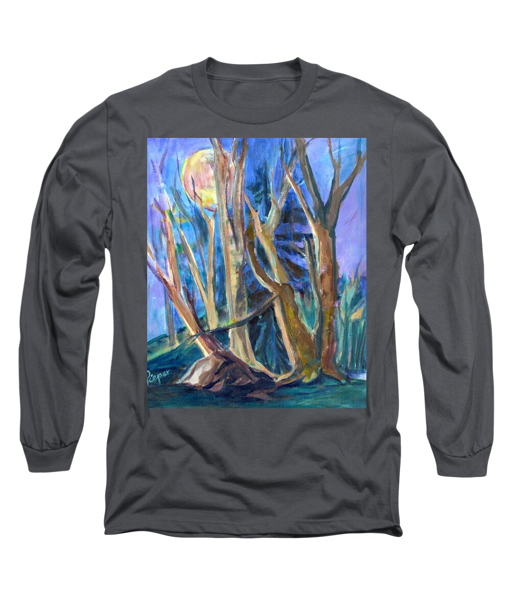 Mysterious Trees Long Sleeve T-Shirt featuring the painting Armageddon or Twilight Coming by Betty Pieper