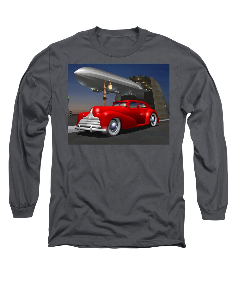 Car Long Sleeve T-Shirt featuring the digital art Art Deco Sedan by Stuart Swartz