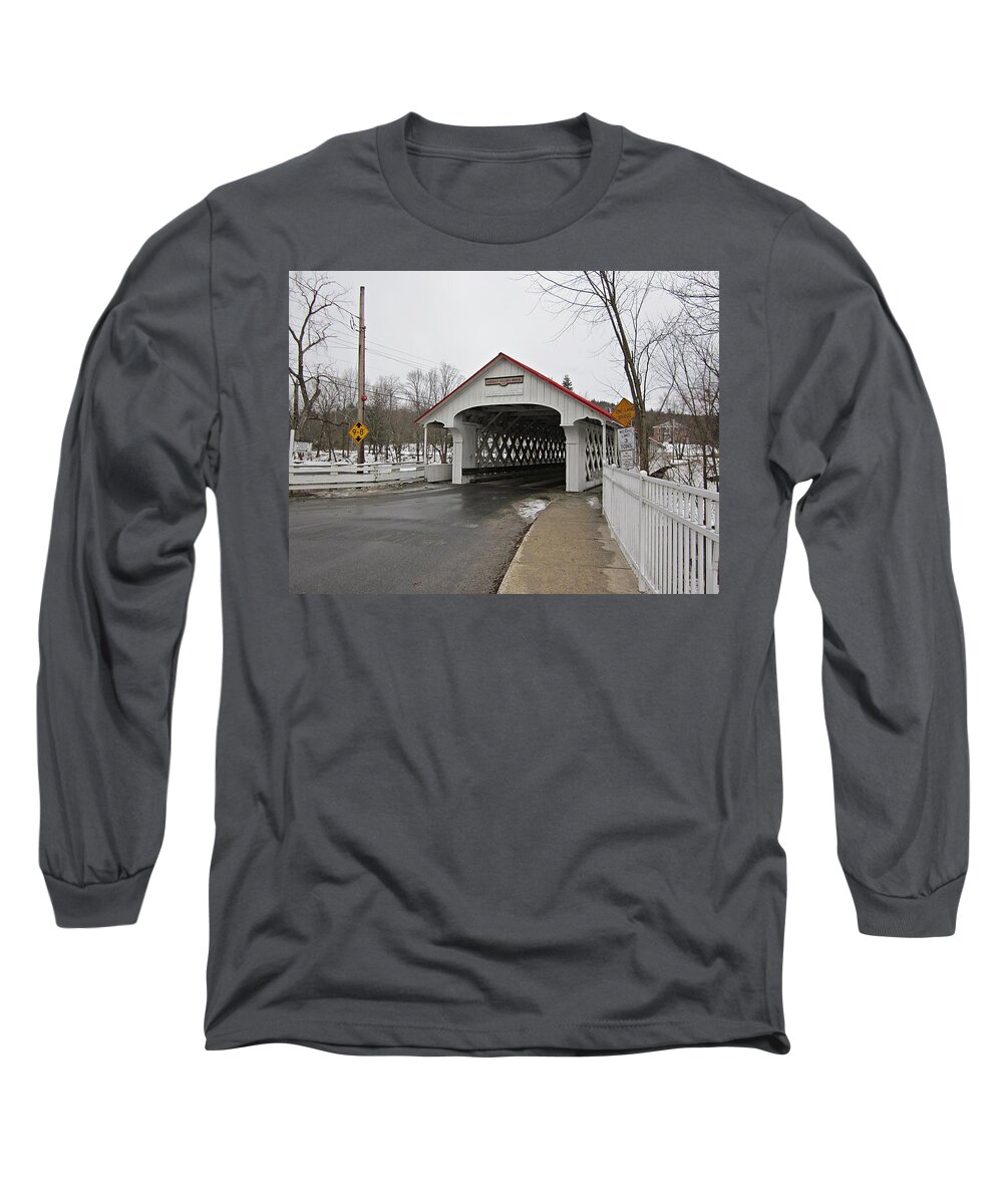 Ashuelot Covered Bridge Long Sleeve T-Shirt featuring the photograph Ashuelot Bridge by MTBobbins Photography
