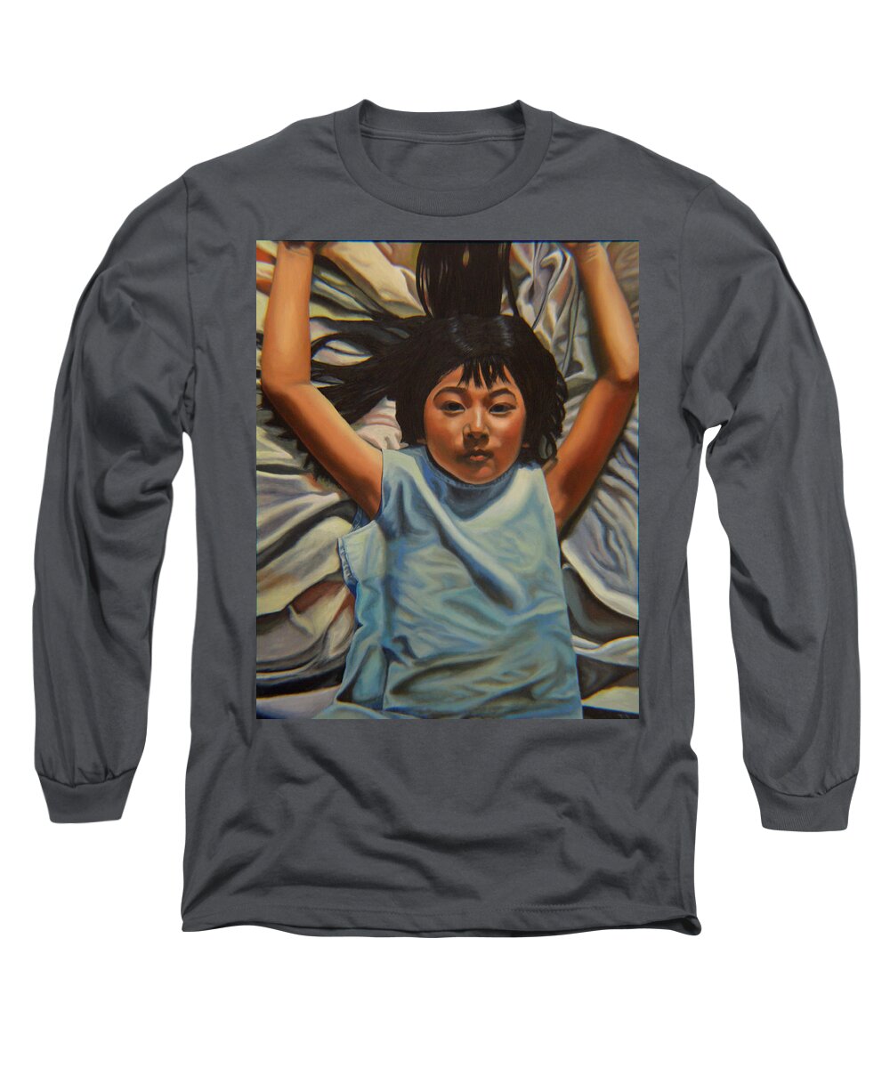 Children Paintings Long Sleeve T-Shirt featuring the painting Attitude 2 by Thu Nguyen