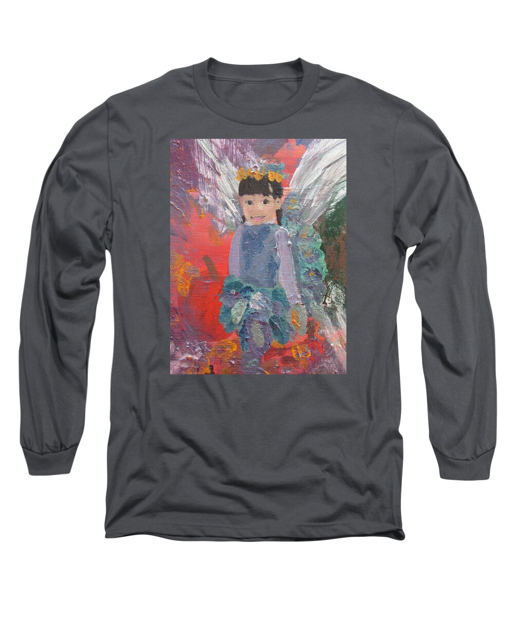 Pumkin Long Sleeve T-Shirt featuring the painting Autumn Fairy by Susan Voidets