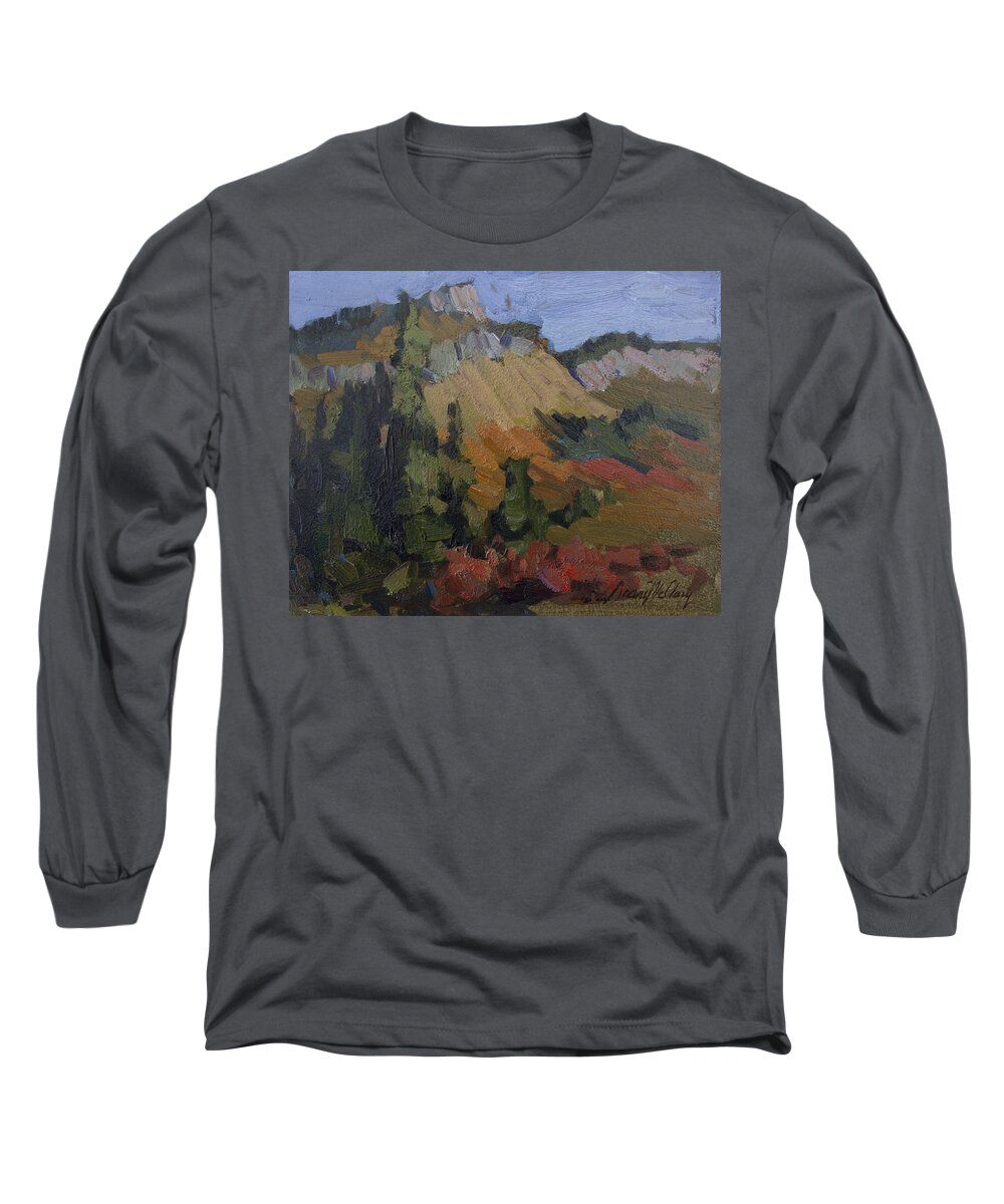Autumn Long Sleeve T-Shirt featuring the painting Autumn in the Mountains by Diane McClary
