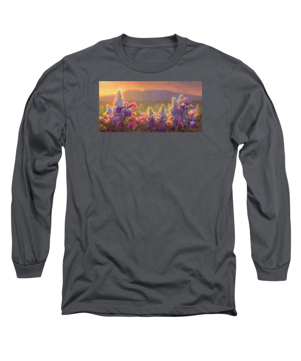 Spring Long Sleeve T-Shirt featuring the painting Awakening - Mt Susitna Spring - Sleeping Lady by K Whitworth