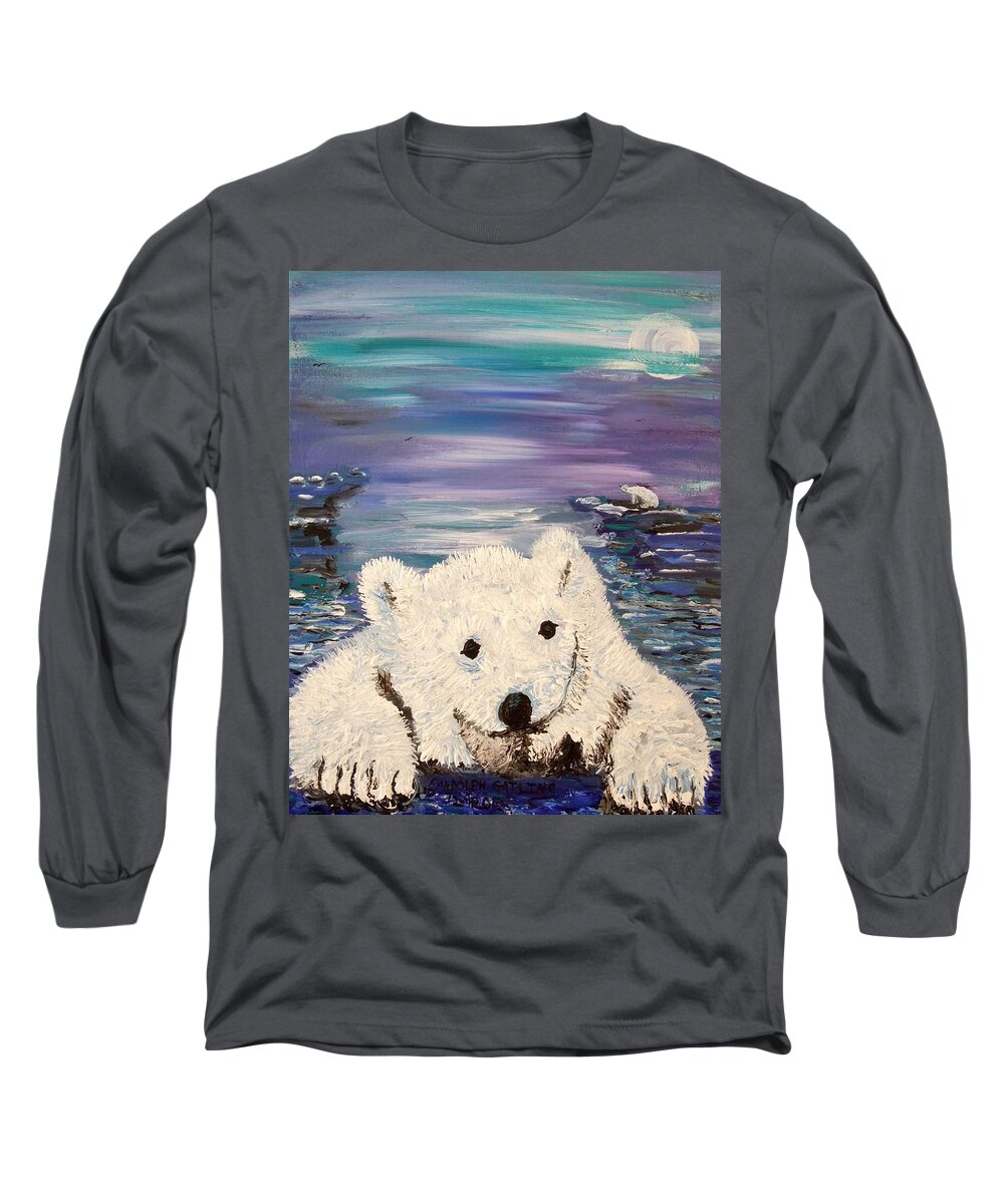 Artic Long Sleeve T-Shirt featuring the painting Baby Bear by Randolph Gatling