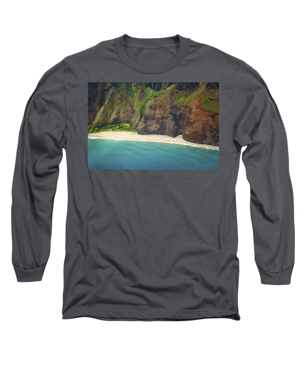 Beach Long Sleeve T-Shirt featuring the photograph Beach Along Na Pali Coast by Kicka Witte