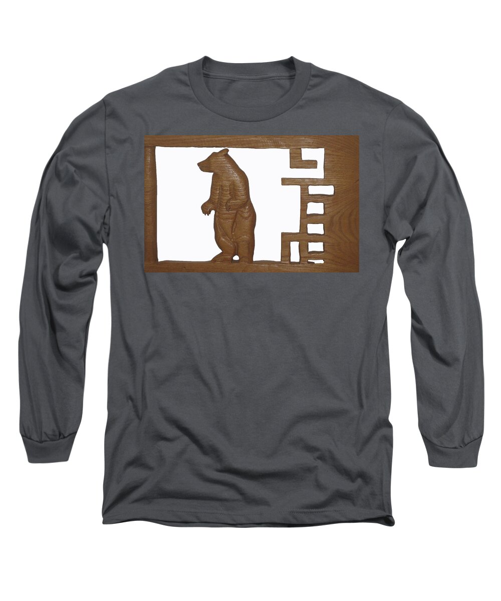 Bear Long Sleeve T-Shirt featuring the sculpture Bear With Me My Friend by Robert Margetts