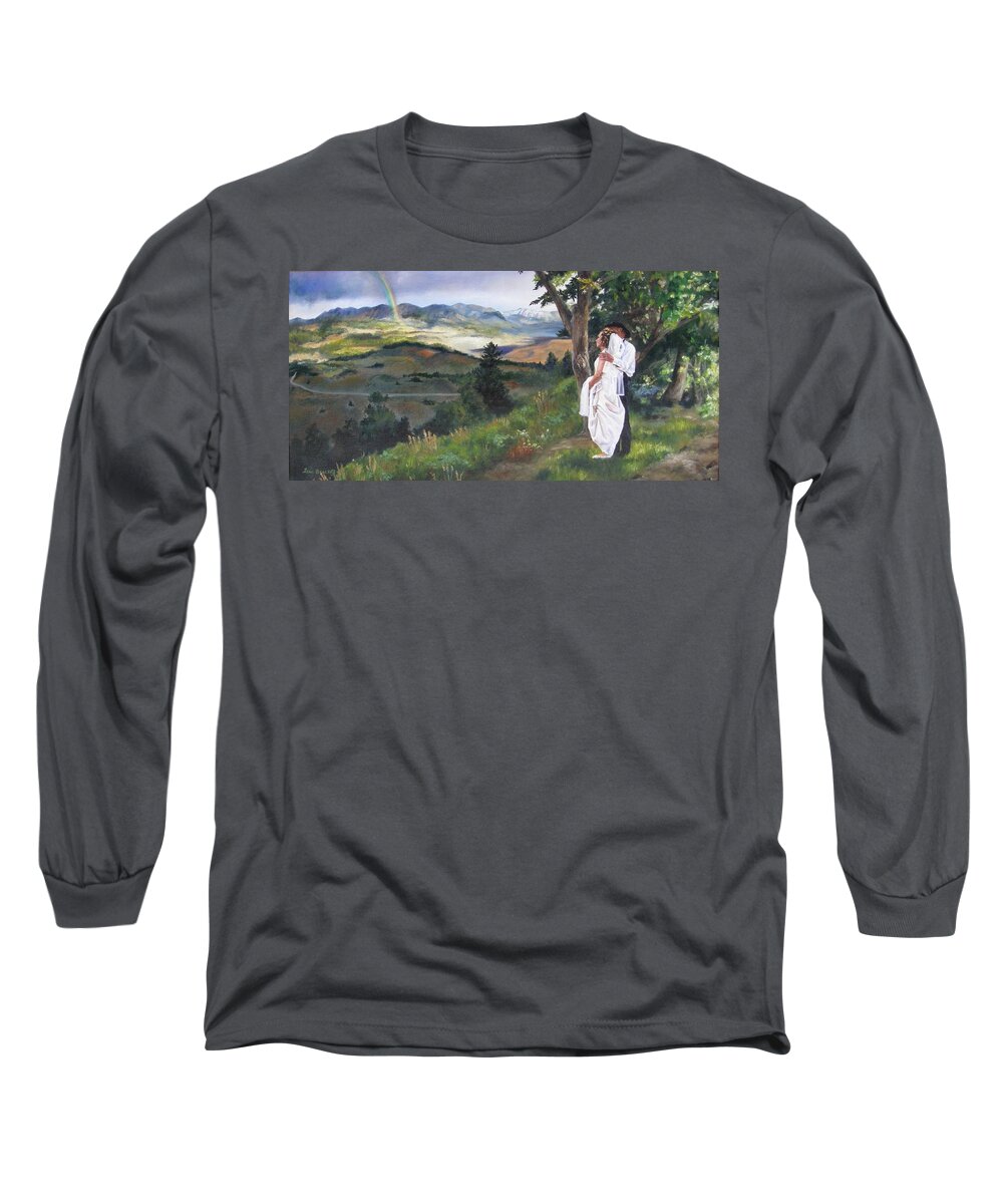 Rainbow Long Sleeve T-Shirt featuring the painting Beginnings by Lori Brackett