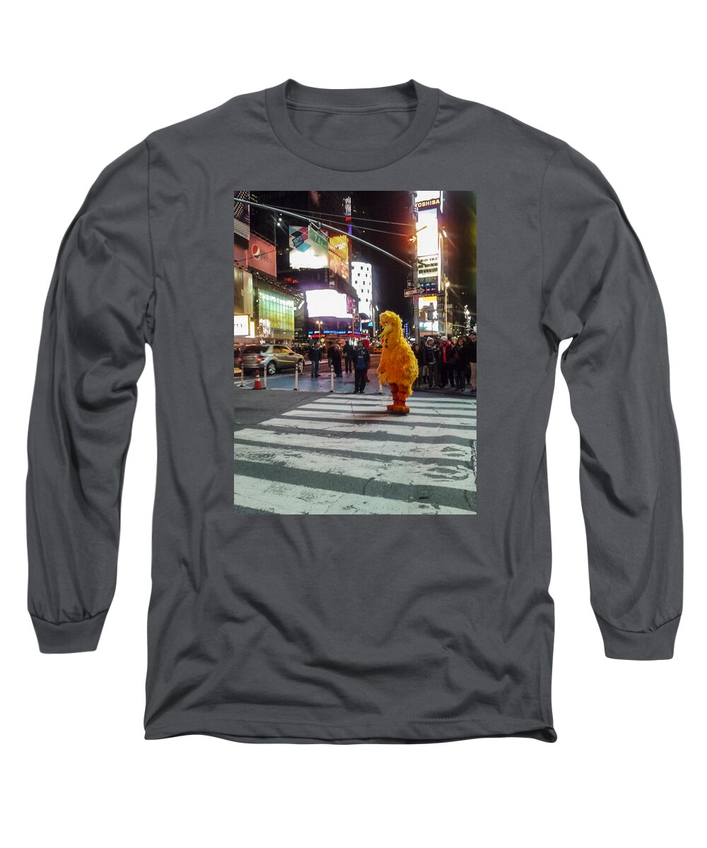 Big Bird Long Sleeve T-Shirt featuring the photograph Big Bird on Times Square by Scott Campbell