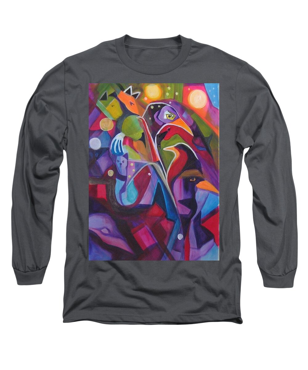 Expressionism Long Sleeve T-Shirt featuring the painting Bird Dreams by Carolyn LeGrand