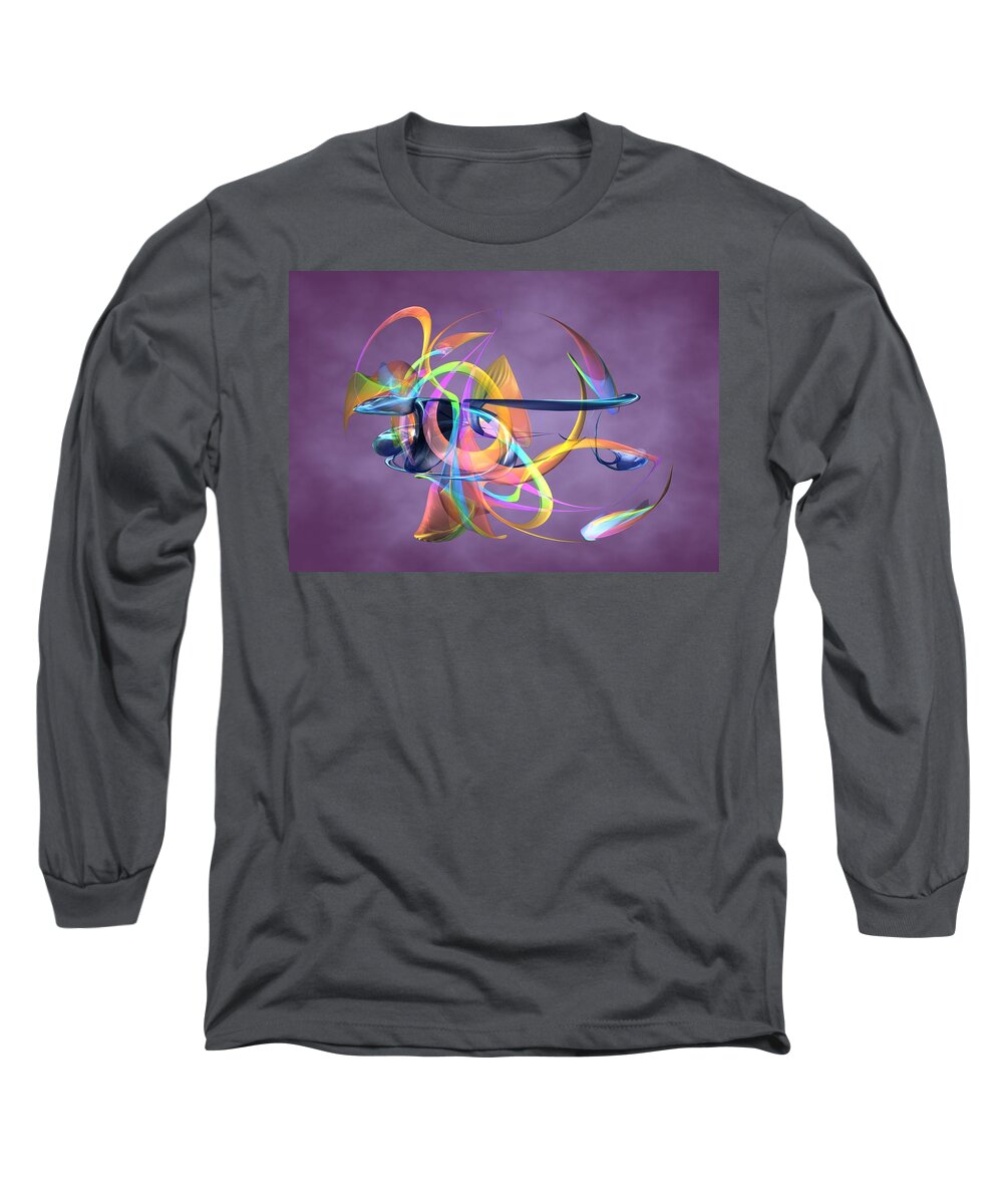 Abstract Art Canvas Prints Long Sleeve T-Shirt featuring the digital art Bird-Of-Paradise - Abstract by Louis Ferreira