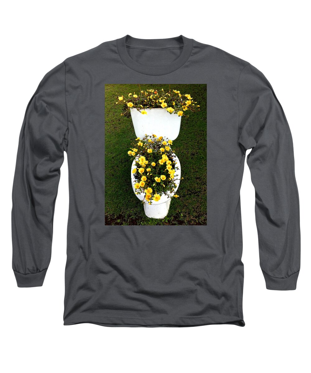 Toilet Long Sleeve T-Shirt featuring the photograph Blooming Loo by Venetia Featherstone-Witty